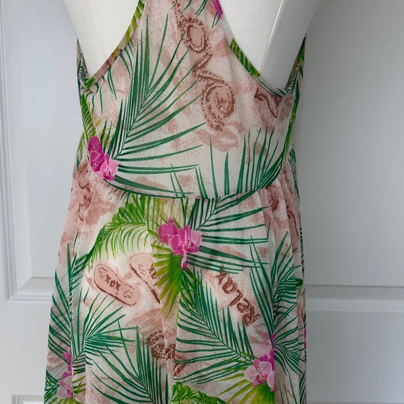 Betsey Johnson Tropical Green Pink Hi-Low Racerback Swim Cover-up Dress Size L - Picture 11 of 15